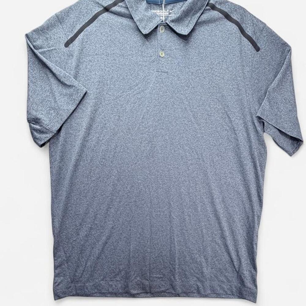 Nike Golf Tour Performance Mens Large Heather Slate Blue Dri-Fit Polo NWT